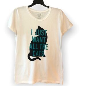 Michael’s NWOT M White Graphic All the Cats Kitschy Casual T-Shirt